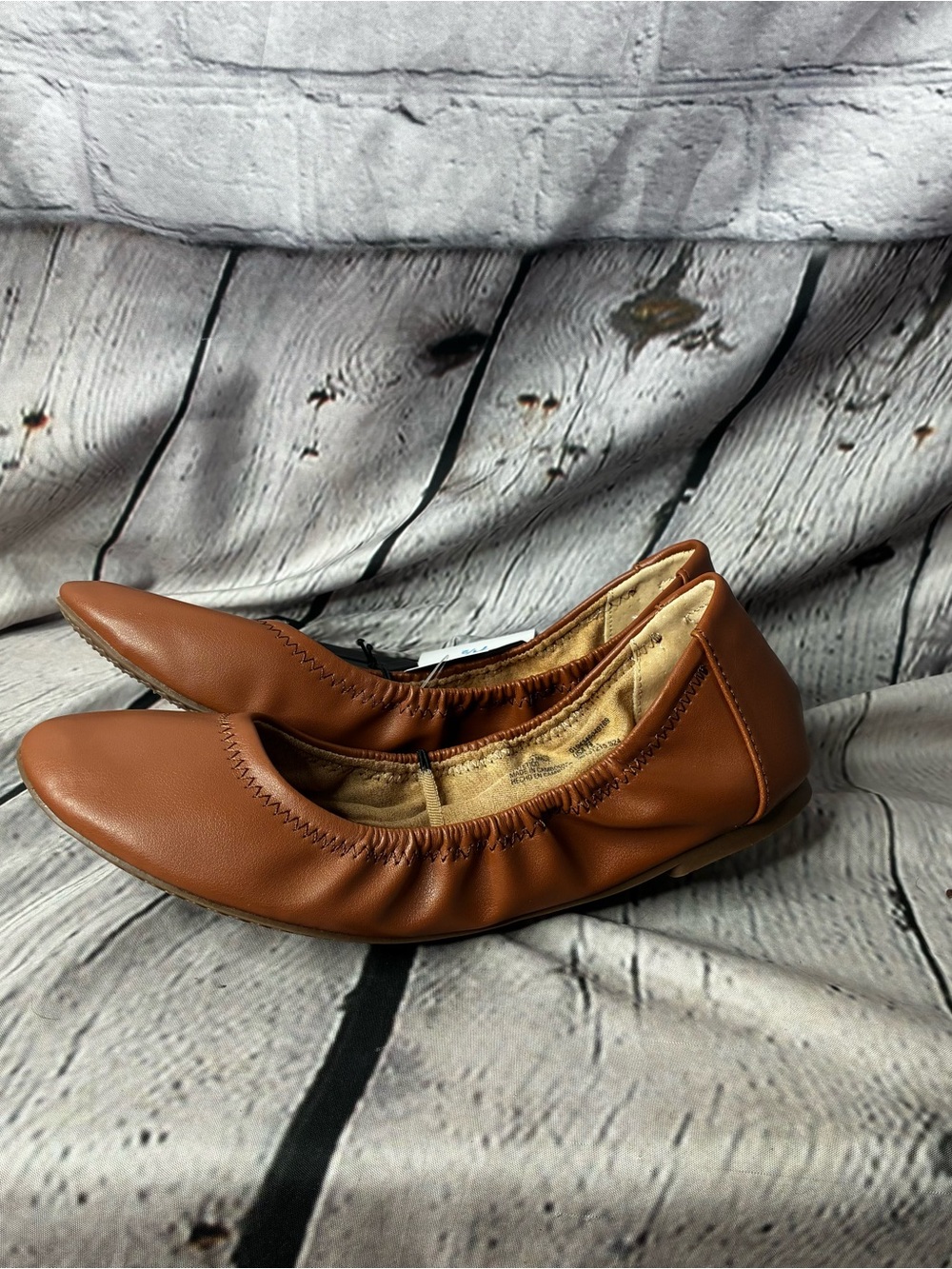 5/$20 Soft Minimalist Camel Pleather Whimsy Cottagecore Scrunch Ballet Flats 6.5